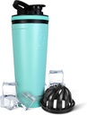 Ice Shaker Insulated Stainless Steel Shaker Bottle 124; 36oz, Mint 124; Cold for 30 + Hours 14; Insulated Cup with Twist- on Agator 124; Odor- Free Bottle for Protin Shakes, Water, Smoothies, Cocktails