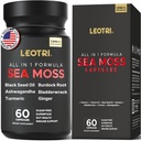 Organik laut Moss Capsules: Laut Moss 10500mg Minyak Benih Hitam 6000mg Turmeric 3000mg Ashwagandha 3000mg Bladdercrack 3000mg Burdock Root Burdock Root 3000mg Ginger untuk Skin Gut Kesehatan Superfood 60 Capsules