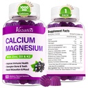 Calcium Magnesium Zinc Gummies dengan Vitamin D3 dan K2, Absorpsi Tinggi Magnesium Glycinate Pottasium untuk Imune dan Otot, Vegan Elderberry Flavor 60 Gummies