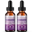 2 Pack Glucosamin Chondroitin MSM Liquid Drops, Tambahan Dukungan Bersama Untuk Pria & Perempuan, Quercetin Boswelia, Bromelain, Antioksidant Immune Dukungan (4 Fl Oz)