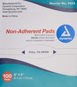 Dynarex Non- Adherent Pad, Sterile, 2x3, Box / 100