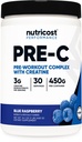 Nuttricloss Pre-C Pre-Workout Kompleks dengan Creatine (Blue Rasberry 124; 30 Servings) Powder - Boost Finess Routines, 450g
