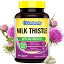 Milk Thistle, Ekstrak Benih Terkonsentrasi, 80% Silymarin, Liver Dukung Detox Cleanse, Suplemen GMO Gendut, Tanpa Gluten & Soy, 90 Vevgie Caps, 3 Bulan Supply