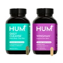 HUM Full Skin and Liver Health Suplemen dari Nutrition, Wingman dan Daily Cleanse A Green Detox & Milk Thistle for Skin Care Support and Liver Health, 2 Pack Bundle, 60 Vegan Capsules