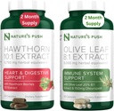 Nature 's Push Hawthorn Berry dan Olive Leaf Bundle of Super Power10: 1 Hawthorn Berry Extract (2 Bulan Suply) dan Olive Leaf Super Power8: 1 Ekstrak 20% Oleuropein 750mg Capsule (2 Bulan Supply)