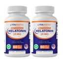Vitamatic 2-Pack High Potency Melonain 20 mg - 60 Fast Dissolve Tablets Total Fast Sleep Support - Natural Berry Flavor 124; Vegetarian