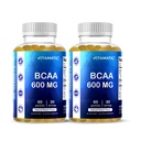 Vitamin BCAA Gummies - Cabang Chain Acid Acid - Peach Flavor - 600mg per Serving - 60 Vegan Pectin Based Gummies (2 Botol)