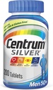 Sentrum Perak Multivitamin untuk Pria 50 Plus, Multivitamin / Multimineral Tambahan dengan Vitamin D3, B Vitamin dan Zinc, Gluten Bebas, Ingredisasi Non- GMO - 200 Count
