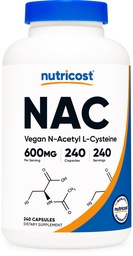 Nutricost N-Acetyl L-Cysteine (NAC) 600mg, 240 Vegetarian Capsules - Vegan, Non-GMO, Gluten Free