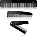 Bossman Acetate Beard, Musche, & Hair Comb Set dari 3 - Combs for Men with Minimalistic Magnetic Box (7.5- Inch, 5 - Inch, 3.5- Inch)