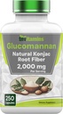 tnvitamin Glucomannan Capsules 2000 MG - 250 Count 124; Konjac Natural Root Fiber Extract Quoder Suplement Non-GMO & GMO & Gluten Free
