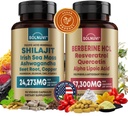 Semua di One Vitalitas Bundle - Shilajit Pure Himalaya Organik & Berberine HCI Kompleks - Moss laut, Ashwagandha, Resveratrol, Alpha Lipoic Acid, Quercetin - Non-GMO, Gluten- free, Vegan Suplemen
