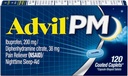 Advil PM (120 Count) Pain Reliever / Nighttime Sleep Aid Coated Caplet, 200mg Ibuprofen, 38mg Diphenhydramine (Paket 2)