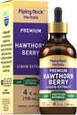 Piping Rock Hawthorn Berry Extract Liquid 124; 4 fl oz 124; Herb Tincture Drops 12.4; Premium Vegetarian Suplemen 124; Non GMO, Gluten Bebas