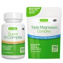 Super B- Kompleks 180 Tablet + Triple Magnesium Kompleks 180 Tablet Vegan Bundle, Methoylated Rilis B Kompleks + High Absorpsi Melanjutkan Magnesium Glycinate, Taurate & Citinus, oleh Igennus