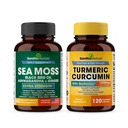 Sandhu Herbals Seamoss & Turmeric Curcumin dengan Bioperine Capsules 124; Pasokan Imune, Digetical, Cognitive, Skin & Hair Health