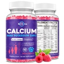 Kalsium Potasium Magnesium Gummies untuk Anak-anak & Dewasa, dengan Hydrolyzed Collagen, Zinc, Phosfor, Multivitamin untuk Tidur, Kekuatan Tulang, Dukungan Density, Gula Bebas, Raspberry 60 Gummies