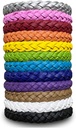 12 Pack Mosquito Repellent Bracelet, Warna Solid Individually Wrapped Leather Insect & Bug Repellent Wrist Bands for Children & Adults Outdoor Caming Fishing Traveling