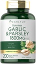 Carlyle Odorless Bawang putih & Parsley 1800mg 124; 200 Softgels 14; Non-GMO, Gluten Free Suplemen