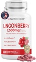 Lingonberry Powder 7500mg untuk Urinary Tract, Blood Circulation, Gut Health, Eye Health, Antioksidant Dukungan - Pure 5: 1 Rasio & 180 Vevgie Capsules - Non-GMO, Gluten- Free, Vegan-Friendly Suplemen