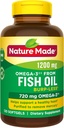 Burp- Kurang Minyak Ikan 1200 mg Satu Per Hari, 120 Softgels, Persediaan Minyak Ikan Omega 3 Untuk Kesehatan Hati