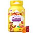 L 'il Critters Probiotic Daily Gummy Tambahan untuk Anak-anak, untuk Digetical Health Support, Grape, Cherry dan Orange Flavors, 60 Gummies