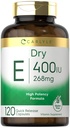Carlyle Dry Vitamin E 144; 400 IU (268mg) 124; 120 Capsules 12.4; Potensi Tinggi Formula 14la; Non-GMO dan Gluten Bebas