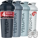 VELOMIX -4 Pack 28 Oz Protin Shaker Bottle for Protein Mixes - 4x Wire Whilk 124; Leak Providence Shaker Cups for Protein Shake Shakes 124; Protein Shaker Bottle Pack 124; Protein Shake Cup (Aqua Depths)