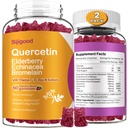 2 Packs Quercetin dengan Bromelain Gummies, Elderberry, Echinacea, Vitamin C D Zinc - Sistem kekebalan Mendukung 120 Counts Quercetin Murni Suplemen untuk Anak-anak & Orang dewasa
