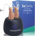 EarCentric EasyCharge Rechargable Hearing Aids (Pair) for Seniors, Behind - The- Ear BTE Ear Aid PSAP Digital sound memperkuatnya dengan Noise Cancellation (Beige)