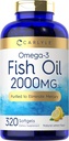 Carlyle Fish Oil Omega 3 Suplemen 124; 2000mg = 124; 320 Softgels = 124; EPA & DHA = 600mg Total Omegaga- 3 = 24; Non-GMO, Gluten Free Pills