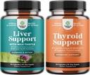 Bundle of Liver Cleanse Detox & Repair - Silymarin Milk Thistle Dandelion Root, Beetroot & Artichoke Extract & Thyroid Dukungan - L Tyrosine, Bladdercrack, Selenium & Ashwagandha for Hormone Salvation