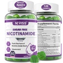 Sugar Free Nicotinamide 500mg Gummies, (Flush Free Niachin) Vitamin B3 Niacinamide Suplemen untuk Metabolisme Energi Cellular & Repair, Vitalitas, Penuaan Sehat, Cranberry Flavor, mudah Chew, 120 Cts