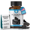 Diaktifkan Charcoal Capsules 1200 MG, 60 Veg Caps, 30- Days Premium Detox & Digetical Dukungan, Gas & Bloting Relief, Organik Coconut Shell Charcoice, Gut Health, USA Made.