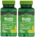 Finest Nutition Biotin Plus Keratin - 10.000 mcg - 300 Count - 2 Pack