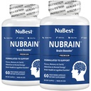NuBrain Booster - Suplemen Otak untuk Brain Booster, Memory, Fokus & Kejelasan Dukungan dengan St John 's Welt, Ginkgo Biloba, Bacopa & More 124; Pack 2