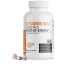 Vitamin B12 2500mcg Shot Of Energy Fast Dissolve Chewable Tablets - Quick Rilis Cherry Flavored Sublinual B12 Vitamin - Mendukung Sistem Gugup, Proses Fungsi Fungsi Otak Kesehatan - 90 Count