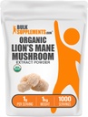 BulkSuplements.com Organic Lion 's Mane Mushroom Extract Powder - Lions Mane Applimender, Superfood for Well- Being - Vegan, 1g per Serving, 1kg (2.2 lbs) (Pack 1)