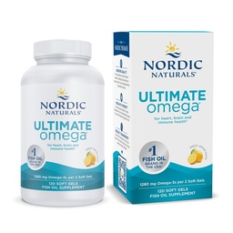 Nordic Omega Ultimate, Lemon Flavor - 120 Soft Gels - 1280 mg Omega-3 - Tinggi - Potency Potency Oil Suplemen dengan EPA & DHA - Proote Brain & Heart Health - Non-GMO - 60 Servings