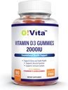 Vitamin D3 Gummies 2000IU, 90 Non- GMO, Vegan, dan Tiga Deliciously Flavored Gummies, 45- Day Supply
