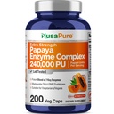 NusaPure Papaya Enzyme Complex 240.000 PU - 200 Veggie Caps - 100% Vegetarian, Non- GMO