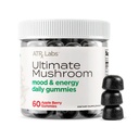 Mushroom Ultimate Daily Gummies - Mushroom Gummies with Cordyceps, Lion 's Mane, and Reishi, Plus Huperzine A & L- Theanine, May Improve Mood and Energy, Apple Berry Flavor, 60 Gummies