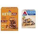 Atkins Caramel Almond Clusters, Gluten Free, High in Fiber, 1g Sugar, 2g Net Carb, Keto Friendly, 20 Count Chocolate Nut Roll Snack Bar, Protein Snack, High in Fiber, 2g Sugar, 16 Count