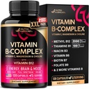 Vitamin B Complex for Men & Women - Made in USA - B-Complex: B1, B2, B5, B6, B8, B9, B12 with Vitamin C, Choline, Inositol - Energy, Brain & Heart Suplemen, 120 Vegan Capsules