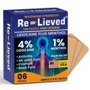 Kembali lieed 4% Lidocaine Patch dengan Menthol - Maximum Power Pain Relief for Back, Knee & Muscle Pain - Cepat-Akting Patch - Dibuat di AS - 6 Count