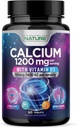 Kalsium 1200 mg dengan Vitamin D3 untuk Pelecehan Terbaik - Tambahan Dukungan Bone Lanjutan, 1200 mg Kalsium Karbonate & 1600 IU Vitamin D3, Pelepasan Imune Dukungan, 60 tablet Mudah