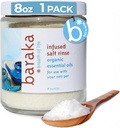 Baraka Infused Sea Salt Neti Pot - Sinus Rinse & Nose Cleaner, Estious Oil Infused with Virginia Cedarwood, Palmarosa, Green Myrtle, Fir Balsam & Rosemary, 8 oz (1 Pack)