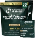 Nutrition On The Go Whey Protein Isolain Paket dengan Creatine - 25g Protein + 5g Creatine - Single - Serve Travel Protein Powin - Variety Pack (Vanilla & Chocolate) (30- Pack)