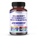 Semua-in-1 Bilberry Eyebright Astaxanthin Elveratrol Suplemen - Rich in Antioxidants & Sualth Mata - Dibuat di Amerika Serikat -150 Kapsul