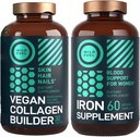 WILD FUEL Vegan Collagen Builder Tablet dan Iron Suplement for Women with Folic Acid Women Bundle